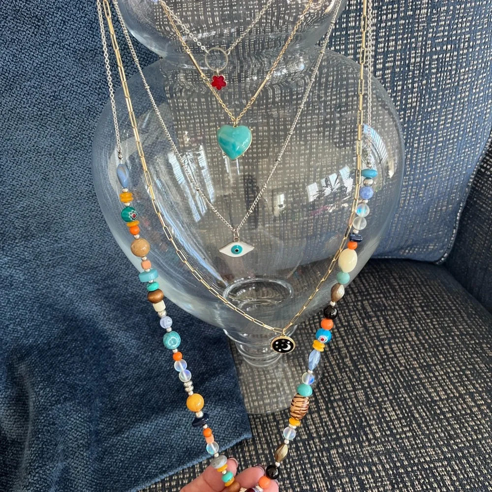 Free People multi strand Evil Eye Necklace featuring six necklaces in one! - Picture 9 of 10